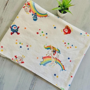 Vintage 1980&#39;s Rainbow Brite Baby Blanket | Retro Dundee 1980s Rainbow Brite Swaddel Blanket | Vintage Newborn Receiving Blanket BabySwaddle