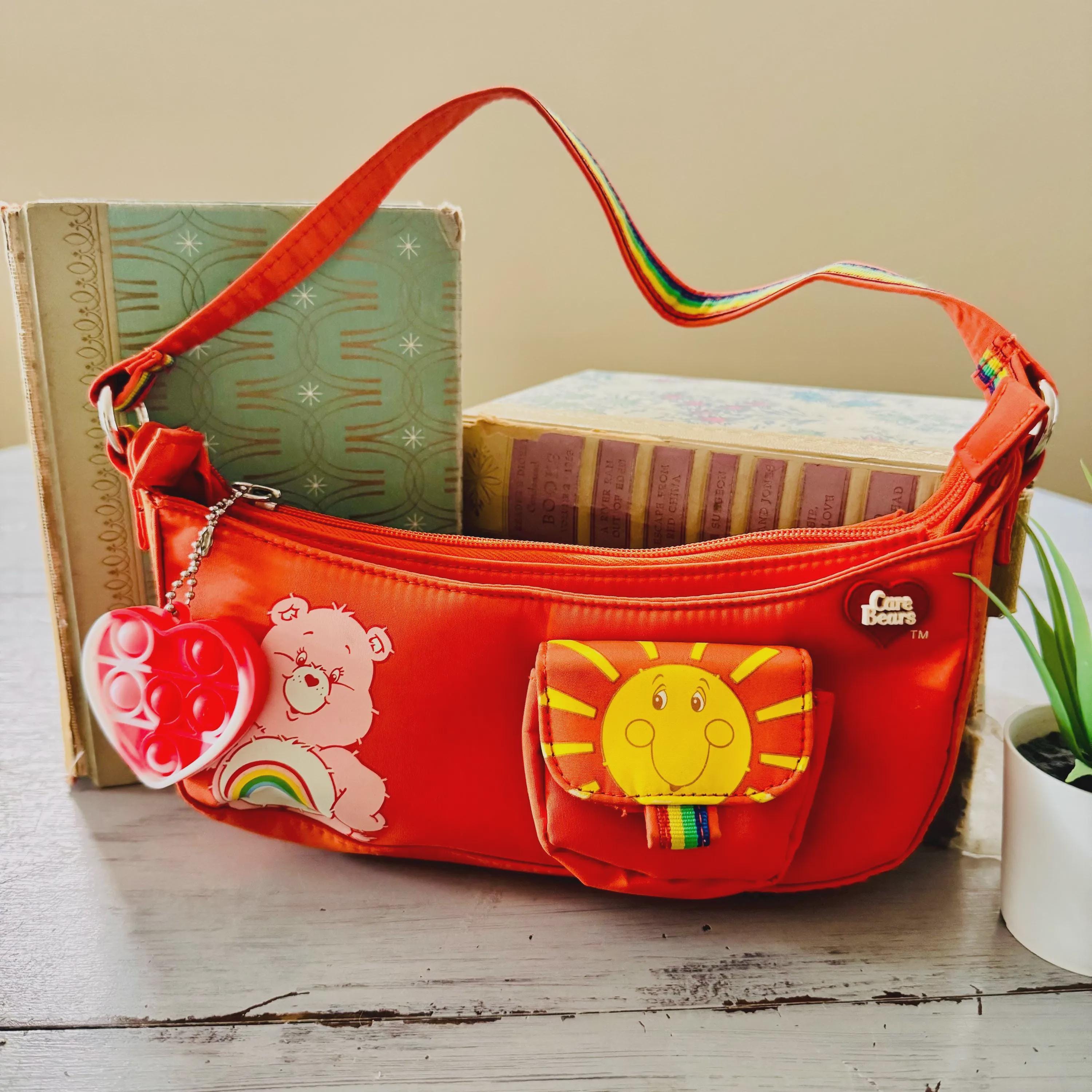 Vintage 2000's Care Bears Purse | Care Bears Small Clutch Bag | Vintage Care Bears Bag Purse | Retro Rainbow Shoulder Bag Cheer Bear Purse