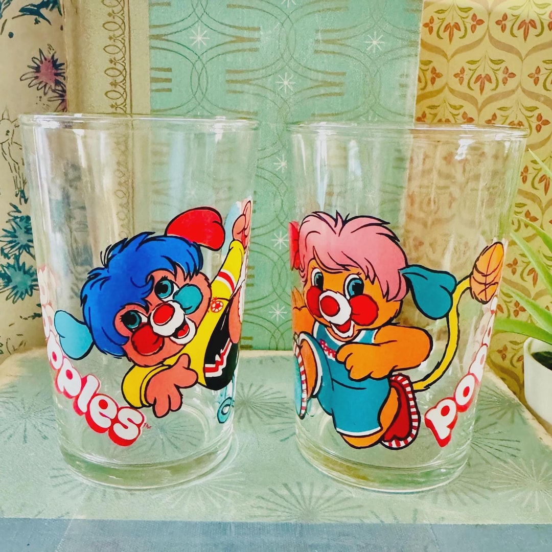 Vintage 1980's Popples Glasses | 80's Sports Popples Juice Glass ...
