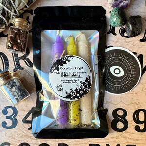 Witchmade Spell Candles Multi Pack | Third Eye, Ancestor, & Banishing Spell Candles Ritual Candle Dressed Anointed Spell Candle Variety Pack
