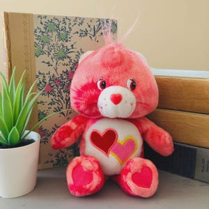 Vintage 2000&#39;s Special Edition Tie Dye Love-a-Lot Bear Care Bear Plush | Retro Tie Dye Care Bears Plush Mini | Pink Hearts Care Bear Plush