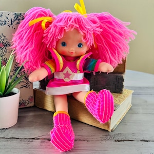 Vintage 1980&#39;s Tickled Pink Rainbow Brite Doll | Retro Pink Doll | Retro 1980s Hallmark Rainbow Brite Plush Doll Tickled Pink Dress-up Doll