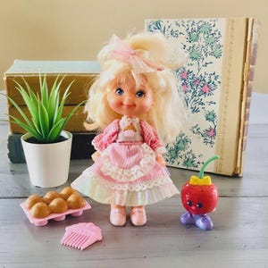 Vintage 1980&#39;s Cherry Merry Muffin Doll | 1980s Cherry Muffin Scented Doll | Cherry Merry Muffin Cherry Sweet Sugar Shaker Comb Muffins Tin
