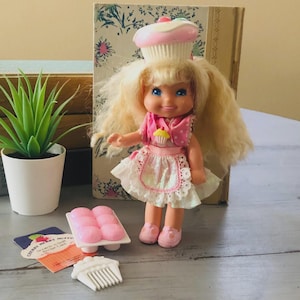 Vintage 1980&#39;s Cherry Merry Muffin Doll | 1980s Cherry Muffin Scented Doll | 1989 Cherry Merry Muffin Series 2 Doll Hat Muffin Comb Recipe