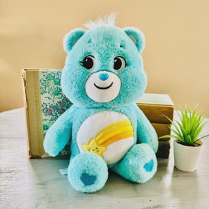 Wish Bear Care Bear Plush | Retro Style Care Bear Plush | Wish Bear Care Bear Teal Shooting Star Care Bear Basic Fun Care Bears