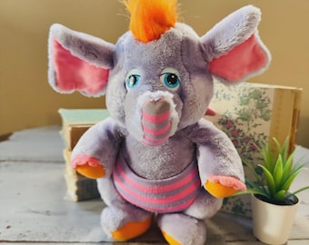Vintage 1980's Wuzzles Eleroo Plush  | 1980's Wuzzels Stuffed Animal | Softies Wuzzles Eleroo Purple Elephant Kangaroo Wuzzle