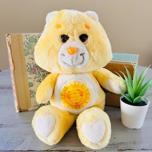 Vintage 1980&#39;s Funshine Bear Care Bear Plush | Original Care Bear Plush | Retro 1980&#39;s Funshine Bear Care Bear Yellow Sunshine Bear