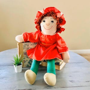 Vintage 1980&#39;s Strawberry Shortcake Handmade Rag Doll | 1980s Strawberry Shortcake Doll | Vintage Strawberry Shortcake Plush Ragdoll