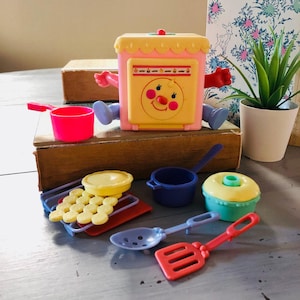 Vintage 1980&#39;s Cherry Merry Muffin Time ‘N Bake Playset | 1980s Cherry Muffin Scented Doll | Cherry Merry Muffin Stove and Timer Set