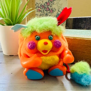Vintage 1980&#39;s Pocket Popple | Orange Puzzle Popple Mini Pocket Popple | 1986 Retro Poseable Popple | Puzzle Pocket Popple