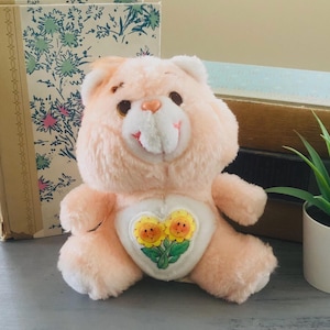 Vintage 1980&#39;s Friend Bear Retro Care Bear | Original Care Bear Friend Bear Plush | Retro 1980&#39;s Small Friend Bear Care Bear Mini Daisies