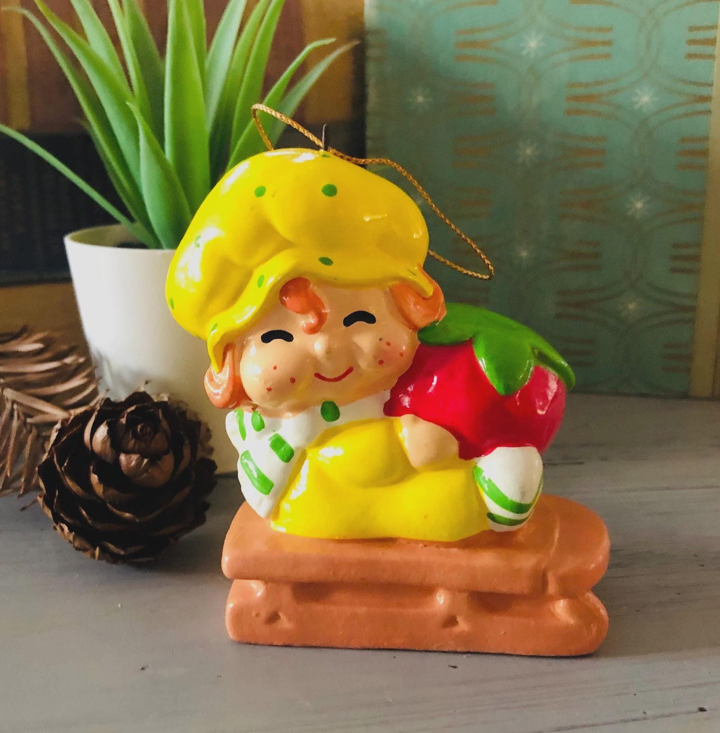 Vintage 1980's Apple Dumplin' Ornament | Retro Strawberry Shortcake Ceramic Christmas Ornament Holiday Ornament Retro 80s Christmas