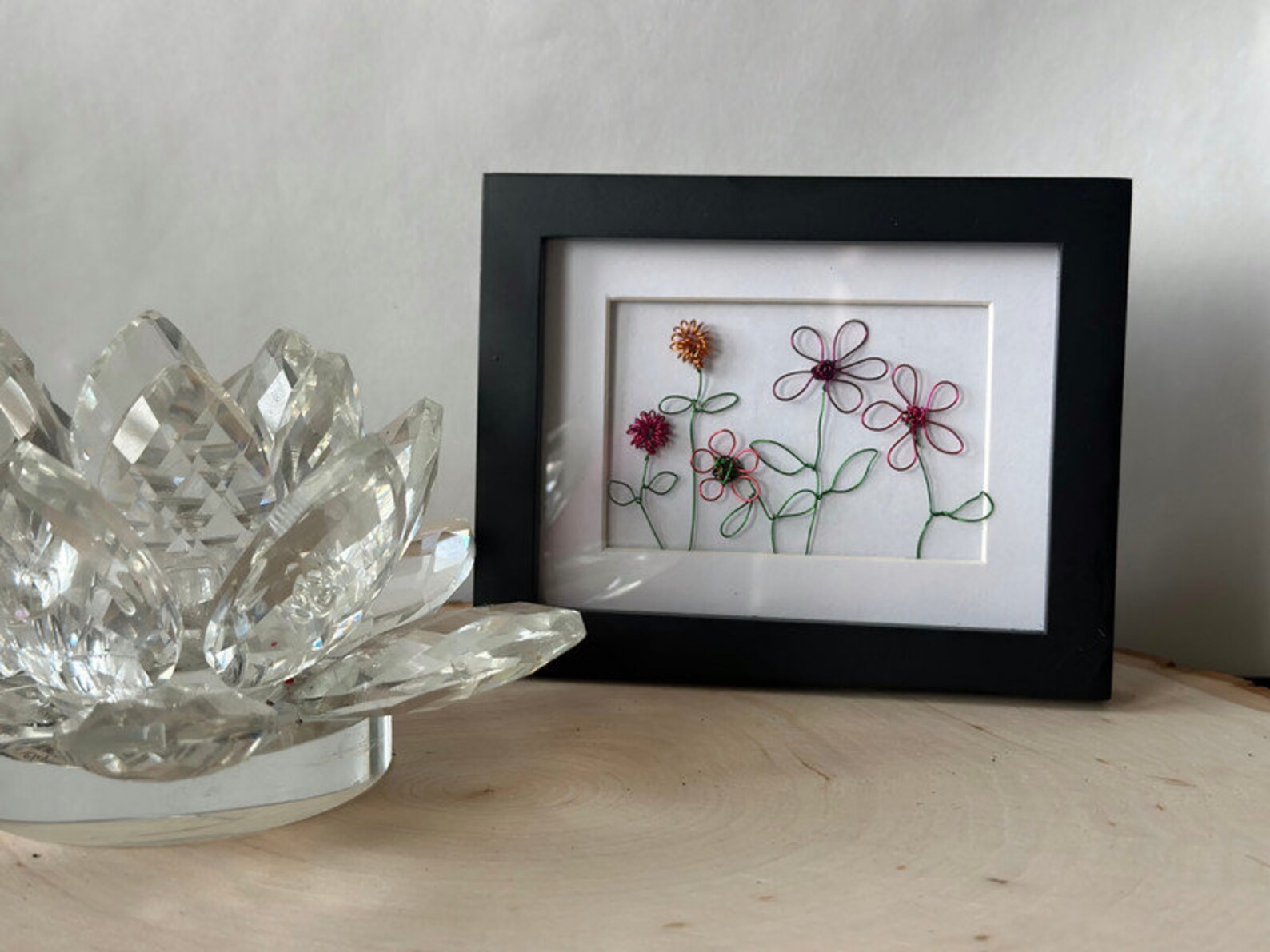 Small Frame of Colorful Wire Flowers. Unique Wire Flowers Art. Flowers ...