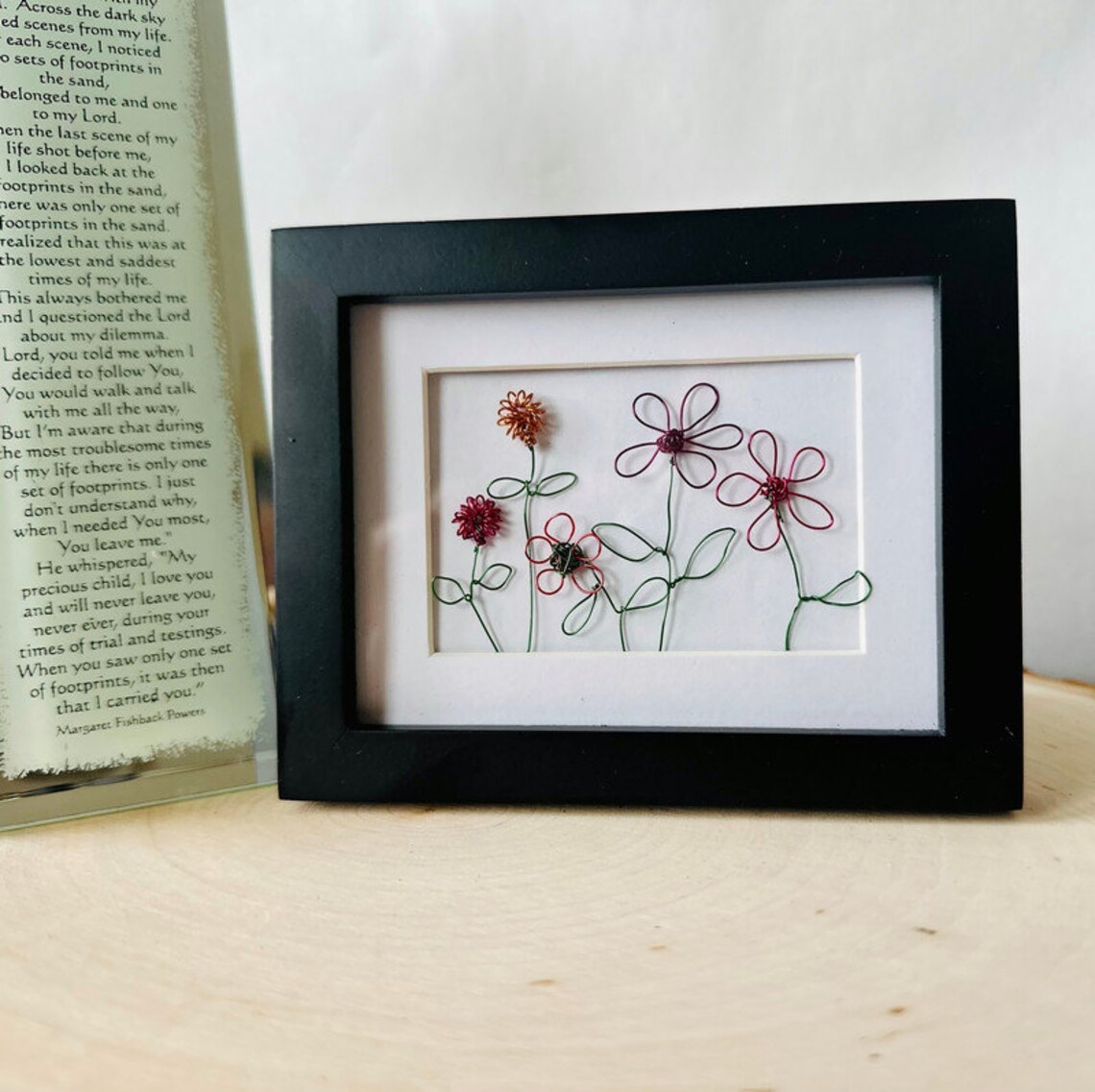 Small Frame of Colorful Wire Flowers. Unique Wire Flowers Art. Flowers ...