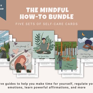 Mindfulnessbundel | Kalmerende strategieën | Stressverlichting afdrukbaar | Motivatiekaarten | Zelfzorg inchecken | Directe download