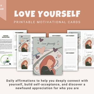 Houd van jezelf | Dagelijkse Affirmaties | Mindfulnesskaarten | Zelfzorg inchecken | Zelfliefde en geestelijke gezondheid afdrukbaar | Directe download