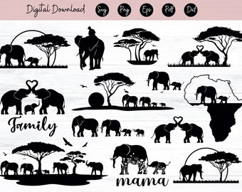 Mama Elephant svg, Mama svg, Maman et bébé éléphant svg, Famille d’éléphants svg, Mère, Maman, Vie sauvage SVG, Mom Life svg, conception vectorielle