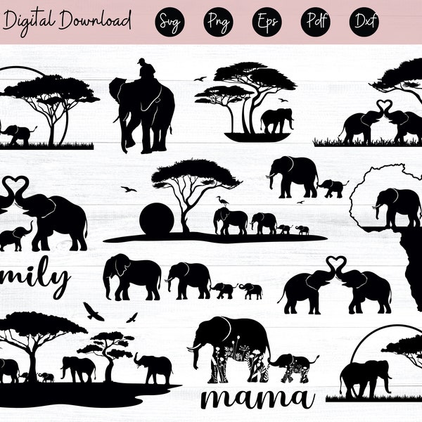 Mama Elephant svg, Mama svg, Mom and Baby Elephant svg, Elephant family svg, Mother, Mommy, Wild life SVG,Mom Life svg, vector design