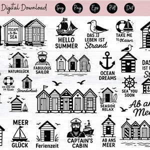 Beach houses bundle svg - beach house svg - plotter file maritime - German sayings - sea svg - laser file beach house houses svg