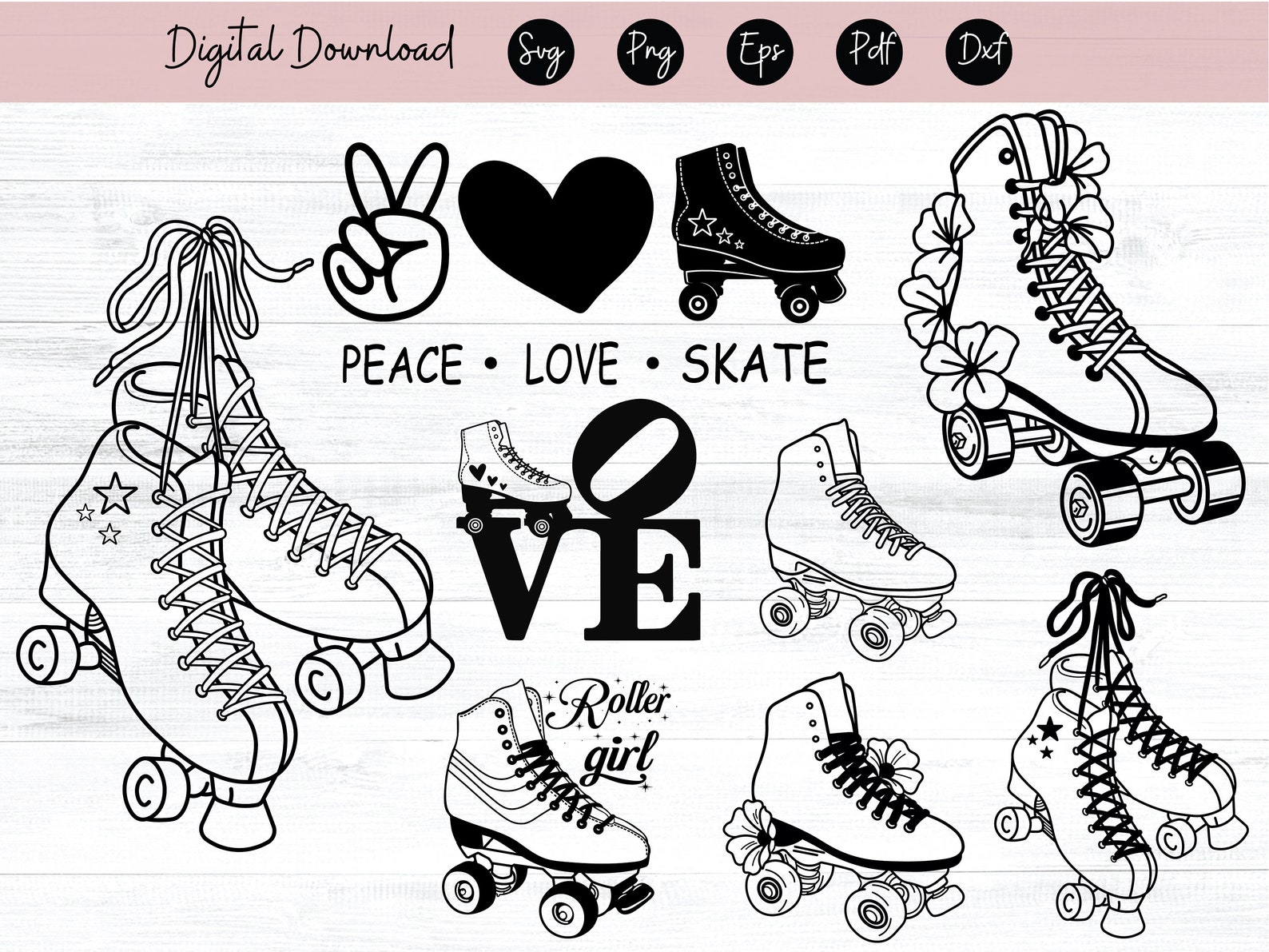 Roller Skates Svg, Skate Svg, Skating Svg File, Retro Svg, Roller Skate