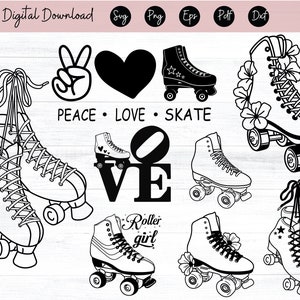 Patins à roulettes Svg, Svg de patin, fichier Svg de patinage, svg rétro, conception de patins à roulettes, Cricut, patinage svg, Silhouette SVG, couper des fichiers, clipart, svg