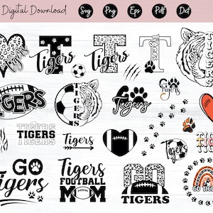 Tigers Svg Files for Cricut Tiger School Team Svg Vinyl Cut File, Tiger Silhouette, Tigers Digital Download, Tigers School Heat Transfer