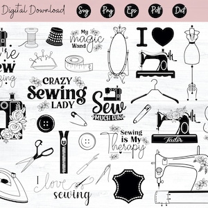 Sewing bundle svg sewing machine bundle seamstress sewing monogram frame needle thread svg, zipper SVG, PNG, DXF, Pdf, Eps for cricut