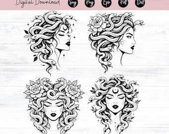Medusa svg file, medusa png, medusa tattoo svg, medusa vector, greek mythology svg, medusa head clipart