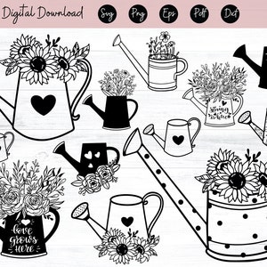 Arrosoir svg Sweet Home SVG Floral Arrosoir couper fichier Arrosoir avec fleurs svg, Jardinage