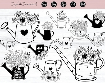 Watering Can svg Sweet Home SVG  Floral Watering Can cut file Watering Can with Flowers svg, Gardening