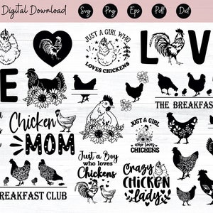 Poulet bundle svg poulet png poulet svg coupé fichier cricut poulet png sublimation eps dxf jpg vecteur clipart poulet chemise design