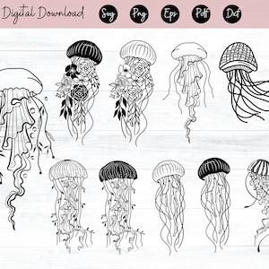 Jellyfish SVG File Medusa Svg Jellyfish Clipart Ocean animals Svg Nautical Svg Jellyfish Files for Cricut Sea Dxf, Png, Eps, Vector