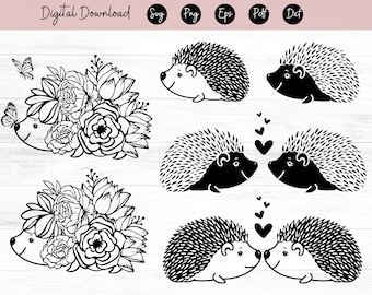 Hedgehog SVG, Hedgehog Art, Woodland Animal SVG, Hedgehog Cut File, Hedgehog Clipart, SVG, Dxf, Png, Digital Download