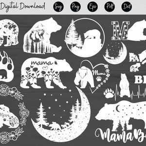 Maman ours SVG Png ours maman SVG maman bébé ours SVG maman vie SVG fête des mères SVG maman SVG fichiers maman dictons SVG, ours Clipart