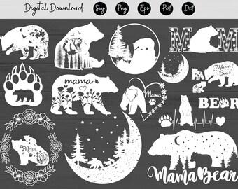Mama Bear Svg Png Bear Mama Svg Mama Baby Bear Svg Mom Life Svg Mother&#39;s Day Svg Mom Svg Files Mom Sayings Svg, Bear Clipart