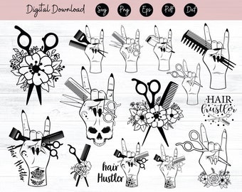 Hair hustler Svg, Hairstyle Svg, Barbershop SVG, Hair Stylist Hand SVG, Hairdresser SVG, Hair Salon Svg, Hair Stylist Svg files, Eps, Png