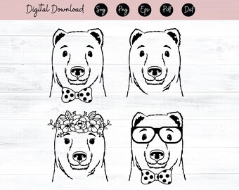 Bear svg file, Bear cut file, Animal Face, Cute Bear svg, Bear Face svg, Animal svg file, Animal Face, Woodland svg file, Wild Animals svg