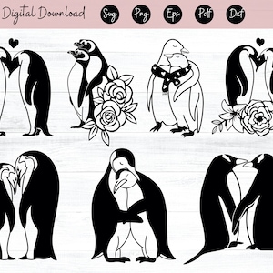 Pareja de pingüinos SVG, Clipart de pingüinos, Archivos de pingüinos para Cricut, Pingüino de Humboldt SVG, Archivos de corte de pingüinos para silueta, Pingüino rey Dxf, Png