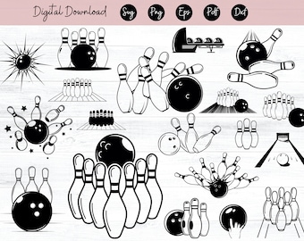 Bolos Svg, Bolos Clipart, Bolos Png, Camisa de bolos SVG, Archivos de bolos para Cricut, Descarga instantánea / Png Dxf Jpg Eps