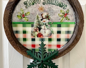 Happy Holidays Snowman Door Hanger