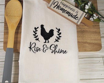 Rise and Shine Chicken Flour Sack Towel / Tea Towel