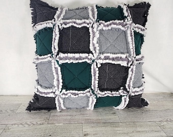 Handmade Quilted Rag Pillow: Memory Keepsake Pillow