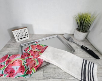 Watermelon Kitchen Towel Boa, Kitchen Scarf, Neck Towel, Kitchen Towel, Chef Gift, Cooking Accessory, Hanging Kitchen Towel, Scarf Towel