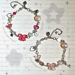Glass Charm Bracelet, Handmade Beaded Jewelry, Gifts for Her, Cute Bracelet, Cottagecore Jewelry, Whimsy Bracelet, Whimsical Aesthetic