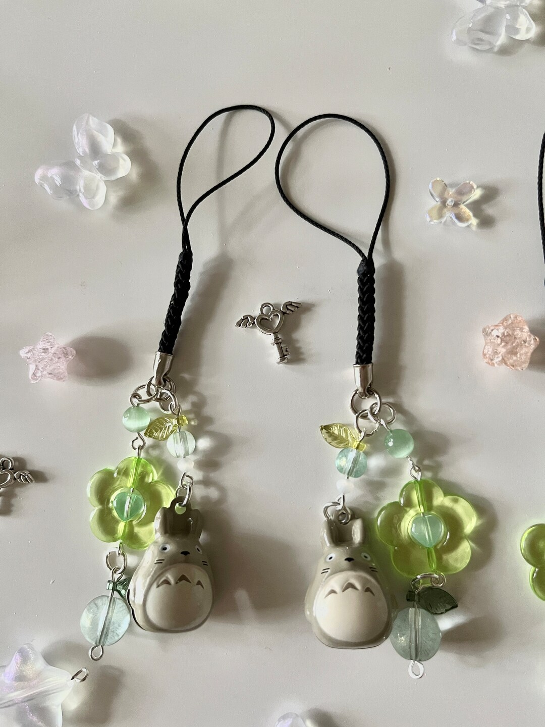 Totoro Bell Keychain, Handmade Beaded Keychain, Keychain Gift, Cute