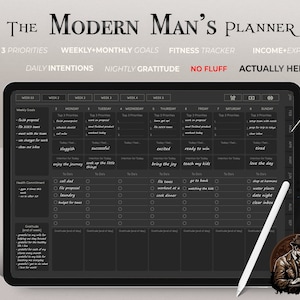 2025 Effective Men&#39;s Planner with Zero Clutter. Daily & Weekly Priorities, Fitness and Finance. iPad Daily Planner for Goodnotes/Notability.