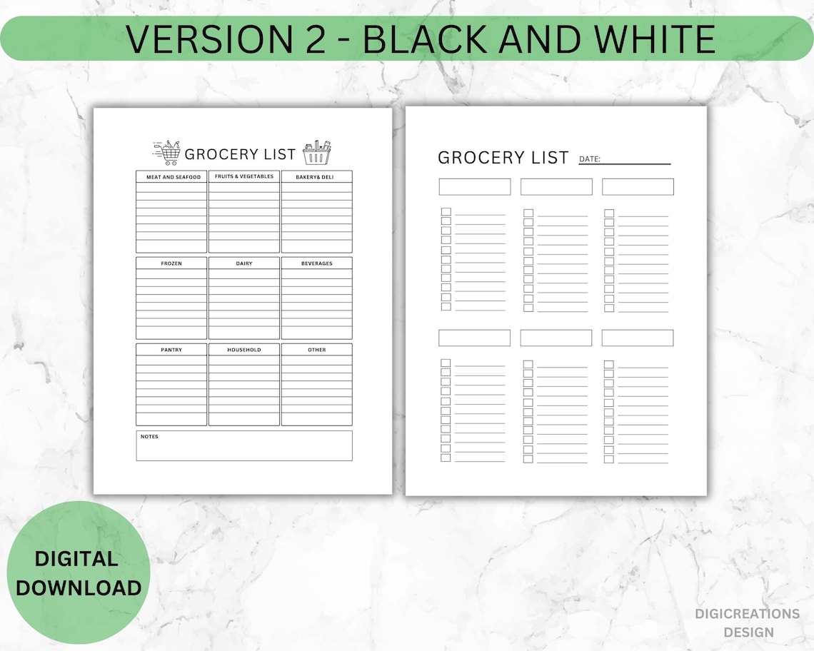 Grocery Planner, Grocery List Printable Template, Budget Planner, Food ...