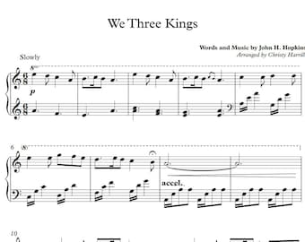 We Three Kings Piano Christmas Hymn Arrangement Sheet Music