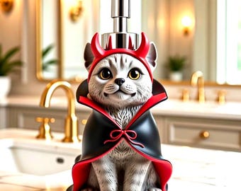 Cat Soap Lotion Dispenser Gift, Halloween Bathroom Kitchen Decoration, Gothic Cat Soap Pump, Best Birthday Present, Home Accessory