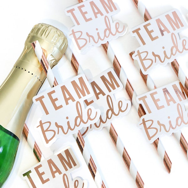 Team Bride Straw Set, Bride to Be, Drinking Straw, Hen Party, Bridal Party, Party Favours, Rose White